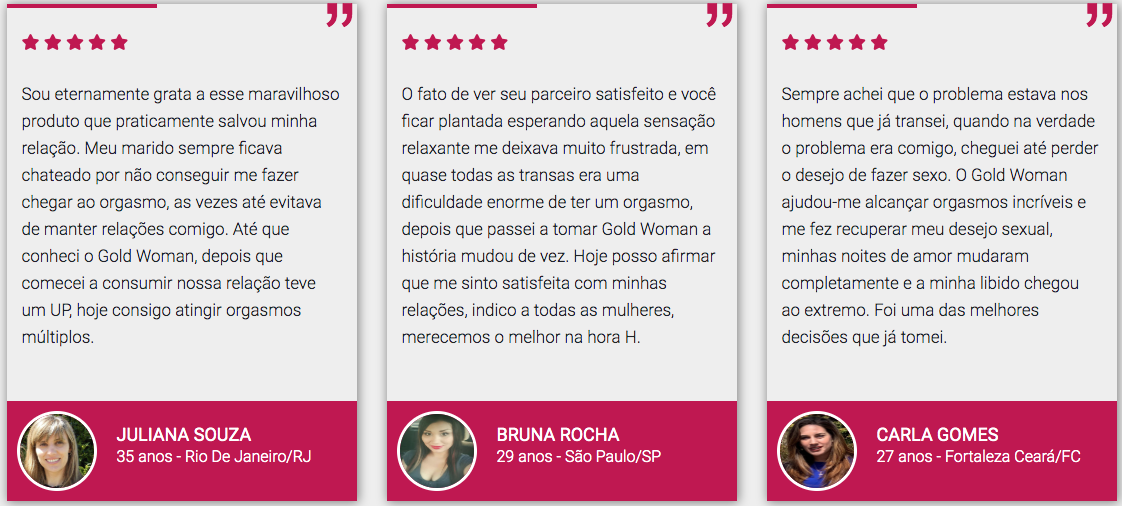 Depoimentos gold woman